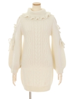 オフタートル肩あきニットOP/ホワイト