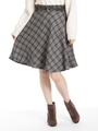 ベルト付チェックフレアスカート/ハイ