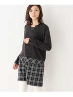 裾チェックジャカード切替ワンピース/ブラック(519)