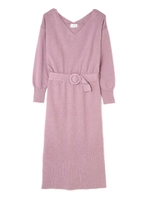 《BLANCHIC》ベルト付Vニットワンピース/グレー1(021)