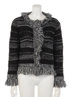 【ANAP】フリンジMIXニットジャケット/ホワイト/ブラック(058)