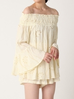 【sw】エンブロイダリーオフショルチュニック/NVY