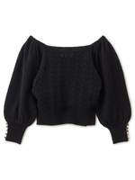 ガラアミパワショルニット/ブラック