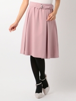 ベルト付タックフレアースカート/ピンク