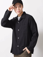 WEGO/オープンカラー無地ネルシャツ