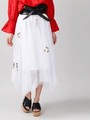 WEGO/チュールフラワー刺繍イレヘムスカート