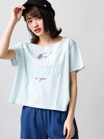 WEGO/ネオンロゴオフショルTシャツ