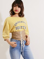 WEGO/ピグメントロゴ5分袖スウェット