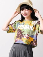 WEGO/ボタニカルロゴプリントTシャツ