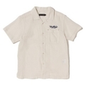 【50%OFF】綿麻ロゴ入り開襟シャツ