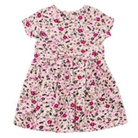 【ベビー向け】フラワー柄リボンディテール半袖ワンピース