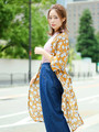 【秋の新作】レトロ花柄シフォンロングガウン