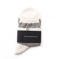【新品】 ソックス ボーダー  バーバリーロンドン 45849 BURBERRY LONDON ホワイト系×グレー系 メンズ
