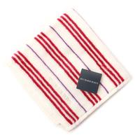 【新品】 タオルハンカチ  バーバリー 58039 BURBERRY レッド系×ホワイト系 レディース