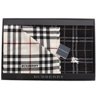 【新品】 タオルハンカチ　2枚セット  バーバリー 60535 BURBERRY ブラック系×ベージュ系 レディース