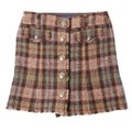 【新品】 チェック ボタン スカート 36 バーバリーブルーレーベル 70902 BURBERRY BLUE LABEL ブラウン レディース
