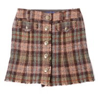 【新品】 チェック ボタン スカート 36 バーバリーブルーレーベル 70902 BURBERRY BLUE LABEL ブラウン レディース