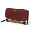 【新品】 バーバリー BURBERRY ラウンドファスナー 長財布 チェック /ELMORE 3975339 マホガニーレッド MAHOGANY RED レディース y-001089