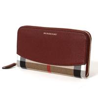 【新品】 バーバリー BURBERRY ラウンドファスナー 長財布 チェック /ELMORE 3975339 マホガニーレッド MAHOGANY RED レディース y-001089