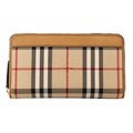 【新品】 バーバリーロンドン チェック柄ラウンドファスナー長財布 ベージュ 牛革 y-000961