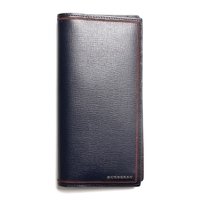【新品】 ボーダーディテールかぶせ長財布 シンプルロングウォレット バーバリー BURBERRY メンズ ネイビー y-001214