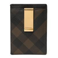 【新品】 マネークリップカードケース 11×8cm バーバリー y-001080 BURBERRY チョコブラック メンズ