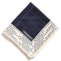 【新品】 英字　ハンカチ  バーバリー 72720 BURBERRY ネイビー レディース