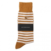 【新品】 靴下（ボーダー） 25〜26 バーバリー 53705 BURBERRY ホワイト系×ブラウン系 メンズ
