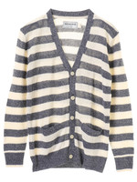 アクリルリネンボーダーニットカーディガン