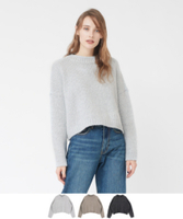 ウールミックスボトルネッククロップドニットトップス