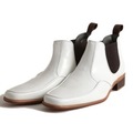 サイドゴアレザーブーツ 25_ バーバリーブラックレーベル 69552 BURBERRY BLACK LABEL ホワイト メンズ