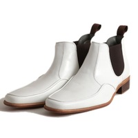 サイドゴアレザーブーツ 25_ バーバリーブラックレーベル 69552 BURBERRY BLACK LABEL ホワイト メンズ
