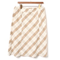 サイドジップチェックフレアスカート 48 バーバリーロンドン 72607 BURBERRY LONDON ホワイト レディース