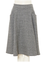 サイドポケットグレンチェックフレアスカート/グレー