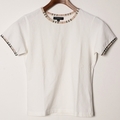 チェックパイピング半袖Tシャツ S バーバリーブルーレーベル br01001165 BURBERRY BLUE LABEL ホワイト レディース