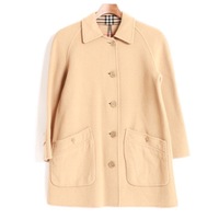 チェック切替リバーシブルウールコート S バーバリーズ 67042 Burberrys ベージュ レディース