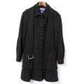 ティアードデザイン裏地チェックウエストベルトウールロングコート 36 バーバリーブルーレーベル 71497 BURBERRY BLUE LABEL ブラック レディース