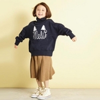 【50%OFF】ネコプリントタートルネック裏毛トレーナー