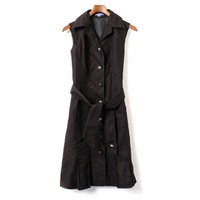 ノースリーブ　プリーツワンピース　腰リボン付き ブラック 38 バーバリーブルーレーベル 69739 BURBERRY BLUE LABEL ブラック レディース