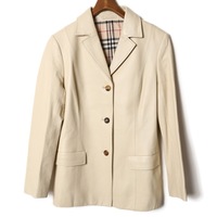 ノッチドラペルテーラードラムレザージャケット 38 バーバリーロンドン br01001416 BURBERRY LONDON ホワイト レディース