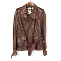 バーバリーブリット ライダースジャケット UK 6 ダークブラウン 38 バーバリーブリット 71159 BURBERRY BRIT ブラウン メンズ