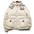 フード付裏地チェックキルティング切替リバーシブルダウンジャケット 40 バーバリーブルーレーベル 67015 BURBERRY BLUE LABEL ホワイト レディース