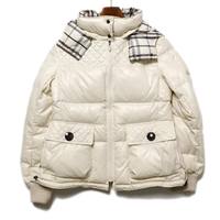 フード付裏地チェックキルティング切替リバーシブルダウンジャケット 40 バーバリーブルーレーベル 67015 BURBERRY BLUE LABEL ホワイト レディース