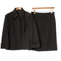 ベルト付ステッチ加工比翼ジャケットスカートセットアップ 42 バーバリーロンドン 70247 BURBERRY LONDON ブラック レディース