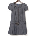 ベルト付フロントジップ半袖デニムワンピース 38 バーバリーブルーレーベル 70017 BURBERRY BLUE LABEL ブルー レディース
