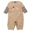 ボーダー切替ベアパッチロンパース 70 バーバリーロンドン 71005 BURBERRY LONDON ベージュ ボーイズ