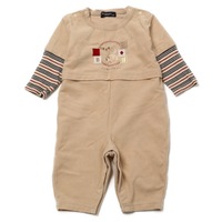 ボーダー切替ベアパッチロンパース 70 バーバリーロンドン 71005 BURBERRY LONDON ベージュ ボーイズ