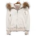ラクーンファーハイネックジップアップパーカーブルゾン 38 バーバリーブルーレーベル 66178 BURBERRY BLUE LABEL ホワイト レディース