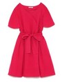 リネンウエストマークカシュクールワンピース/RED