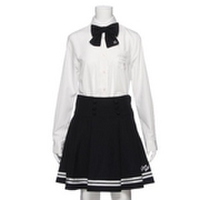 リボンタイつき裾ライン入りダブルボタンスカパン